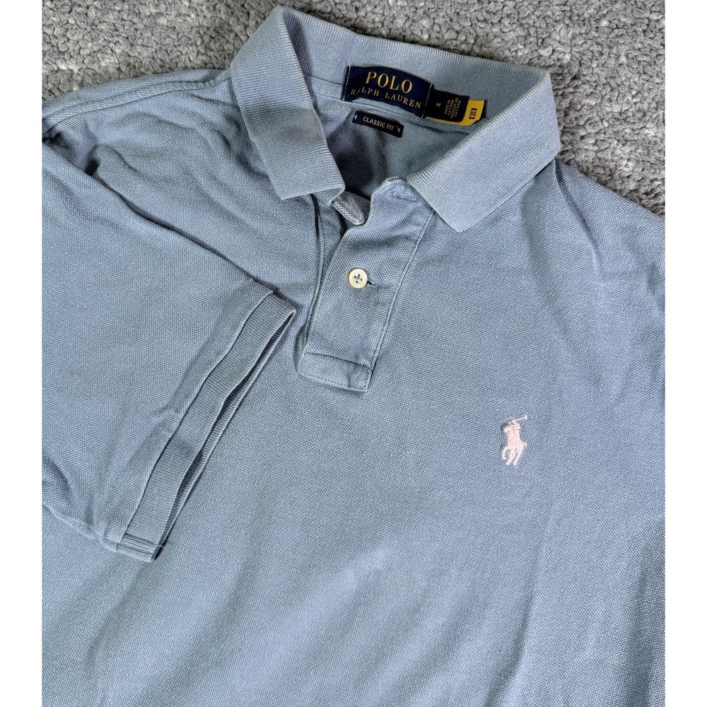 Polo Ralph Lauren Mens M Polo Shirt Blue Cotton Short Sleeve Classic Fit Preppy